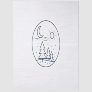 Cute Winter Celestial Sun Moon Pine Trees Art Tissue Paper