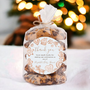 Cute winter Christmas cookie baby shower thank Classic Round Sticker