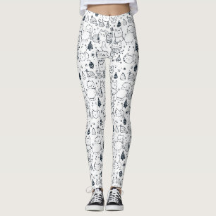 Cute Winter Christmas Doodle Pattern (1) Leggings