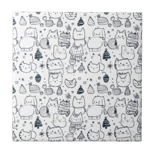 Cute Winter Christmas Doodle Pattern (1) Tile