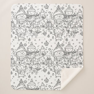 Cute Winter Christmas Doodle Pattern (2) Sherpa Blanket