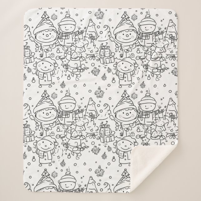 Cute Winter Christmas Doodle Pattern (2) Sherpa Blanket (Front)