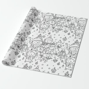 Cute Winter Christmas Doodle Pattern (2) Wrapping Paper