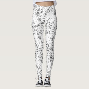 Cute Winter Christmas Doodle Pattern (3) Leggings