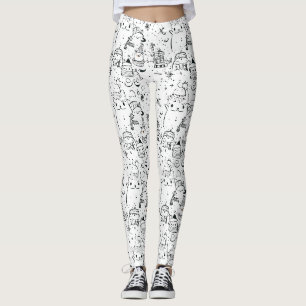 Cute Winter Christmas Doodle Pattern (4) Leggings