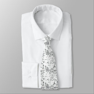 Cute Winter Christmas Doodle Pattern (4) Tie