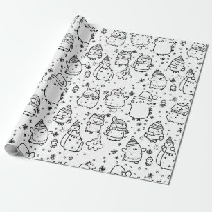 Cute Winter Christmas Doodle Pattern (5) Wrapping Paper