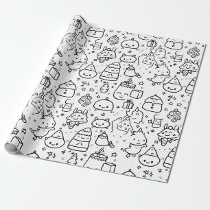 Cute Winter Christmas Doodle Pattern (6) Wrapping Paper