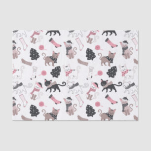 Cute Winter Christmas Kitty Cat Pattern Tissue Paper