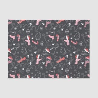 Cute Winter Christmas Kitty Cat Pattern Tissue Paper