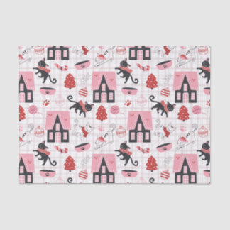 Cute Winter Christmas Kitty Cat Pattern Tissue Paper