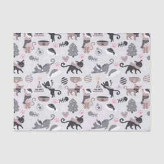 Cute Winter Christmas Kitty Cat Pattern Tissue Paper