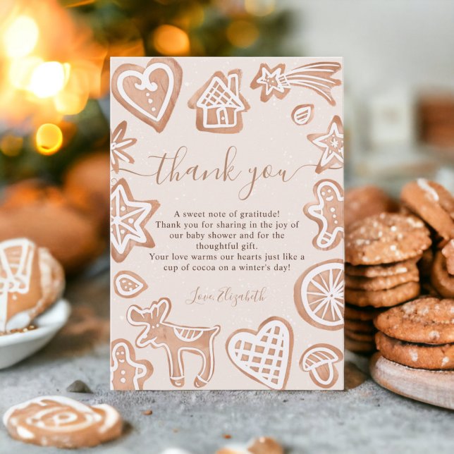 Cute winter Christmas little cookie baby shower Thank You Card (Cute winter Christmas little cookie baby shower Thank You Card)