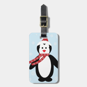 Cute Winter Christmas Penguin Luggage Tag