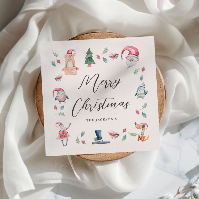 Cute Winter Christmas Personalised  Napkin (Creator Uploaded)