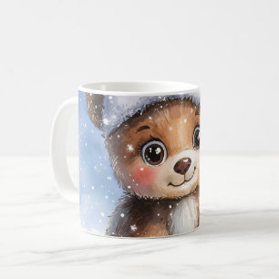 Cute Winter Christmas Santa Bear Cub Watercolor Coffee Mug