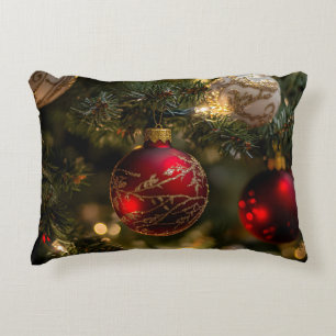 Cute Winter Christmas Santa Bear Cub Watercolor Decorative Cushion