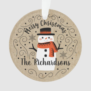 Cute Winter Christmas Snowman Ornament