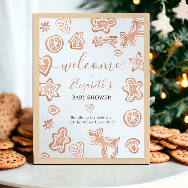 Cute winter Christmas welcome cookie baby shower Poster (Cute winter Christmas welcome cookie baby shower Poster)