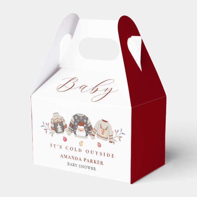 Cute Winter Clothes Christmas Baby Shower  Favour Box (Front Side)