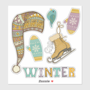 Cute winter collage ice skates knit stocking cap  
