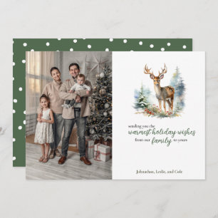 Cute Winter Deer in Snow Forest Holiday Card