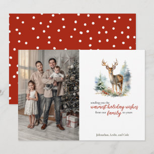 Cute Winter Deer in Snow Forest Holiday Card