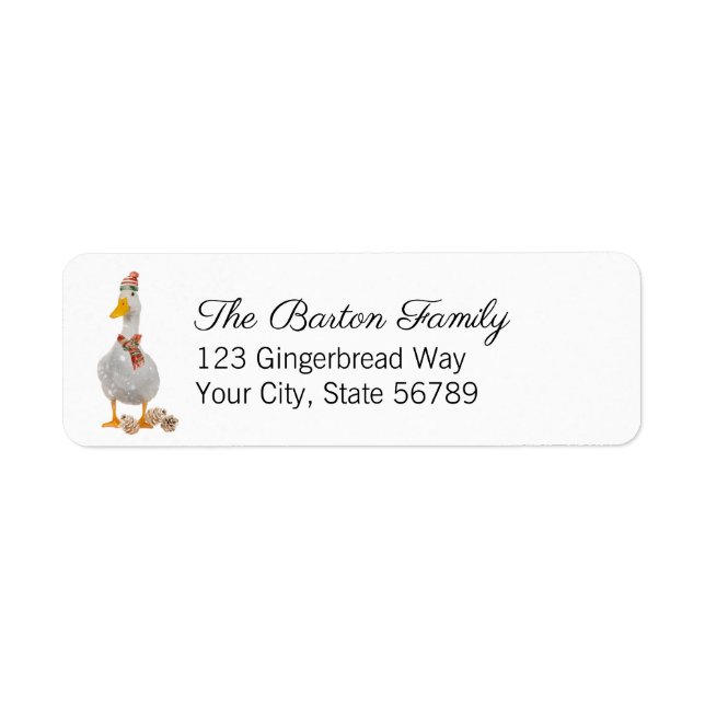 Cute Winter Duck Return Address Label (Front)