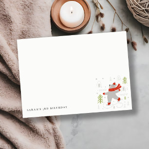 Cute Winter Forest Bear Ski Any Age Kids Card