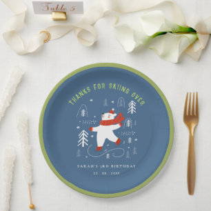 Cute Winter Forest Bear Ski Any Age Kids Paper Plate