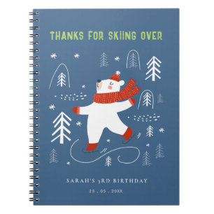 Cute Winter Forest Bear Ski Kids Guestbook Notebook
