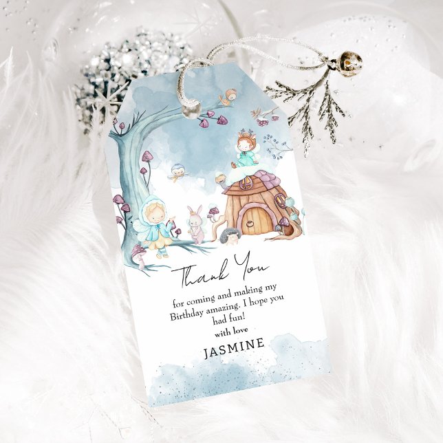 Cute Winter Forest Fairy Birthday Thank You Favour Gift Tags (Creator Uploaded)