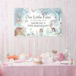 Cute Winter Forest Fairy Christmas Girls Birthday Banner<br><div class="desc">Our Little Fairy is turning ADD AGE! Cute Forest Winter Fairy Christmas Girls Birthday Banner. Design features a winter scene in a forest with festive foliage, magical snow and fairytale mushrooms, adorable little forest creatures, sweet little fairies and faux silver glitter. The elegant birthday banner template is easy to customise....</div>