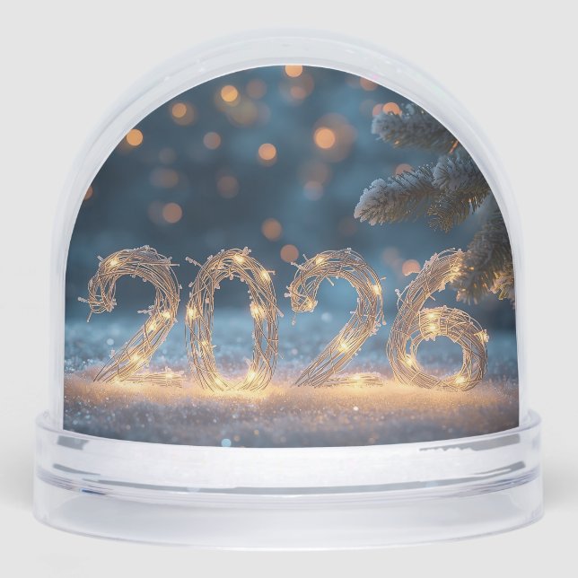 cute winter fox happy new year 2026  snowglobe (Front)