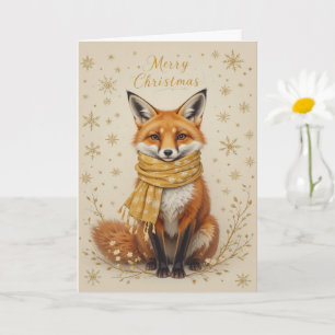 Cute Winter Fox Scarf Christmas Card