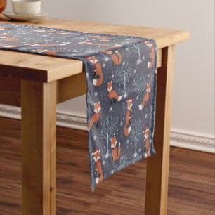 Cute Winter Fox Short Table Runner