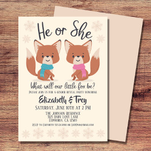 Cute Winter Foxes Gender Reveal Invitation