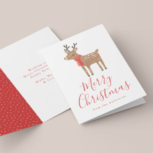 Cute Winter Friends Reindeer Non-Photo Holiday Card