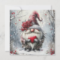 Cute Winter Gnome with Red Heart