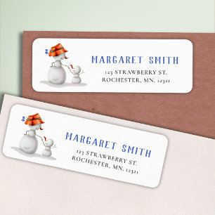 Cute Winter Grandma Snowman Return Address Label