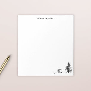 Cute Winter Hedgehog Hand Drawn Personalised Notepad