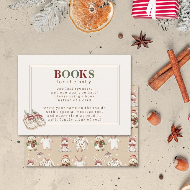 Cute Winter Holiday Baby Shower Book Request  Enclosure Card (Creator Uploaded)