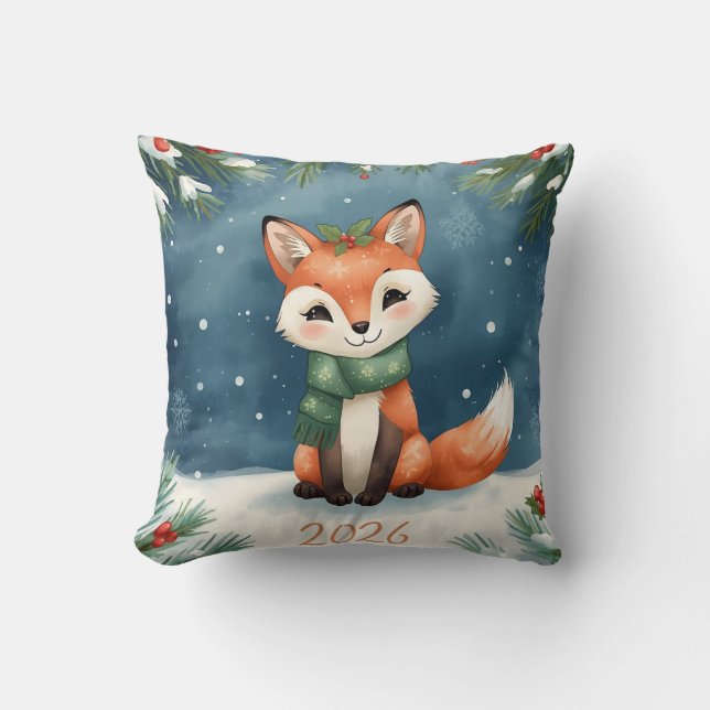 cute winter holiday happy new year 2026 cushion (Front)