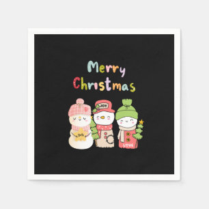 Cute Winter Holiday Snowman Hope Peace Love Napkin