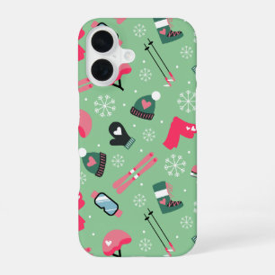 Cute Winter Holiday Sports Pattern iPhone 16 Case