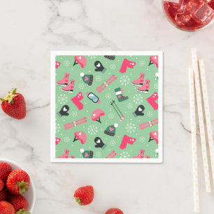 Cute Winter Holiday Sports Pattern Napkin