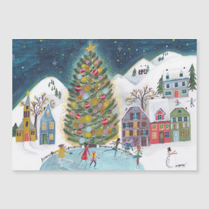Cute Winter House Village Scene Christmas