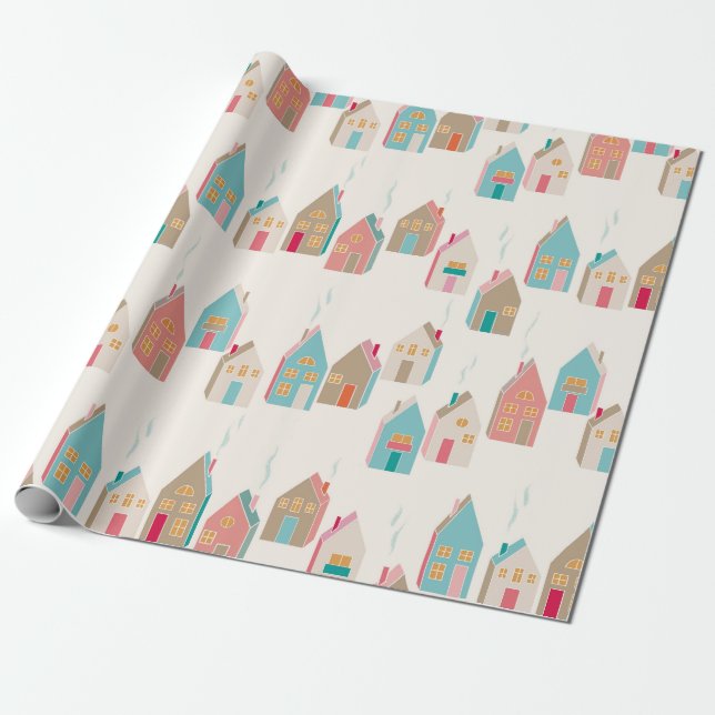 Cute winter houses Wrapping Paper (Unrolled)