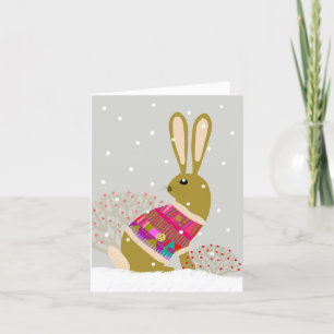 Cute Winter Hygge Rabbit BLANK Greeting Card