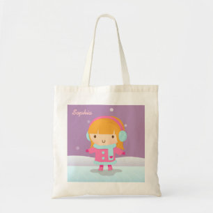 Cute Winter Ice Skater Girl Personalised Tote